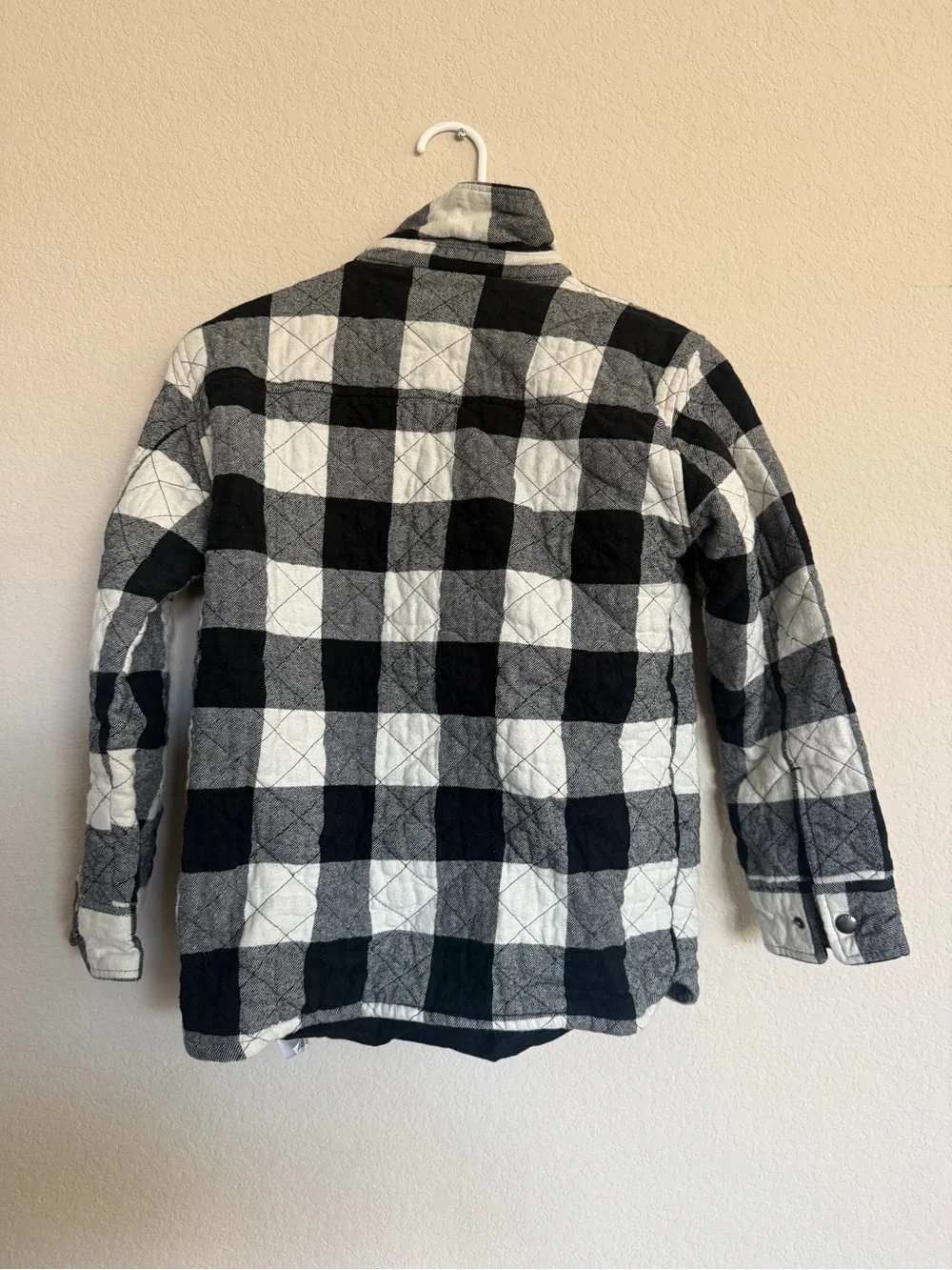 GAP Kids Black & White Plaid Quilted Shirt Jacket